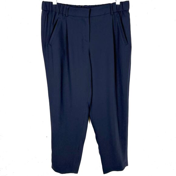 Armani Exchange Womens High Waist Cropped Single Pleat Pants Navy Blue Size 8 - Picture 1 of 7